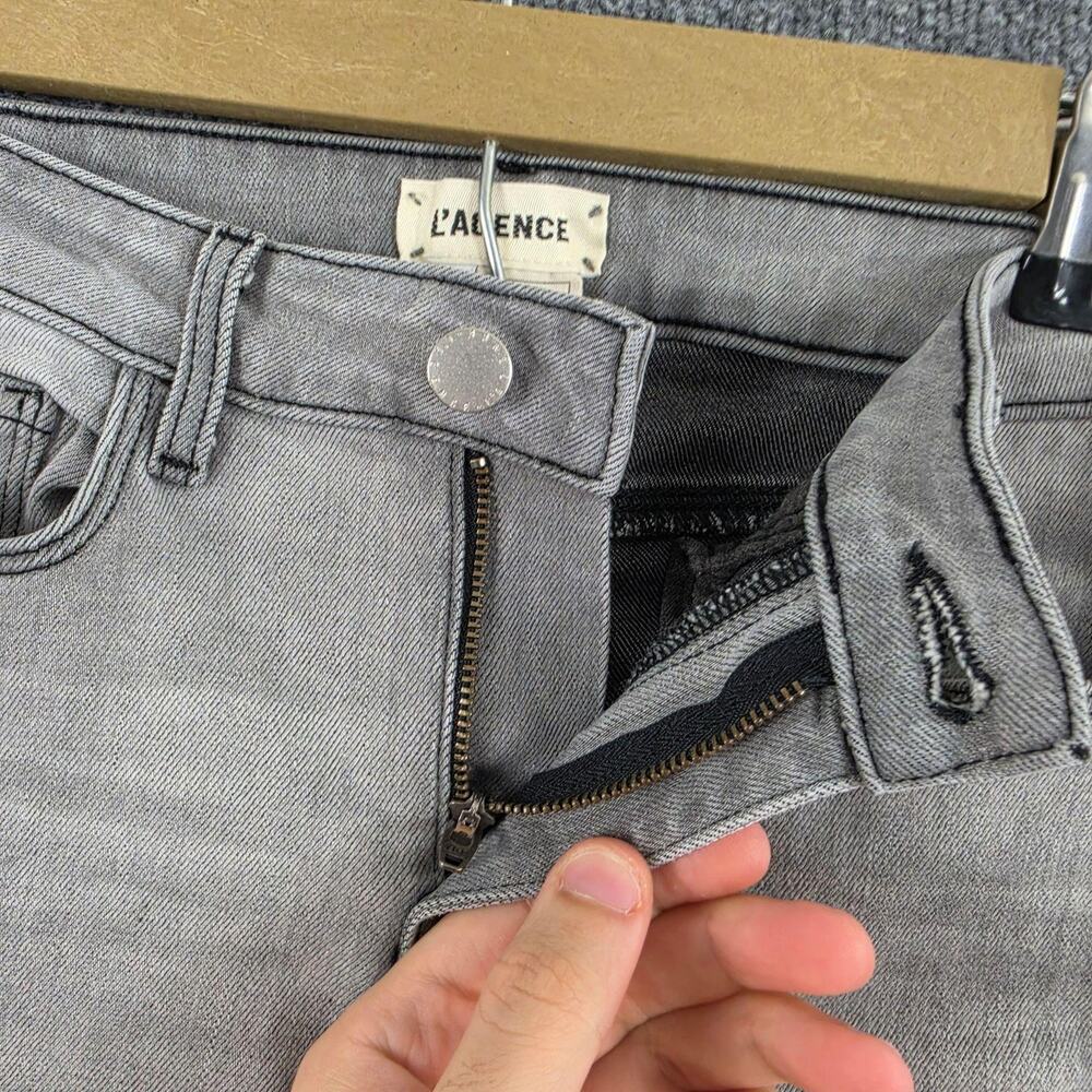 L Agence Jeans 24 Kendra High Rise Cropped Flare Grey Denim Casual Chic Work - Picture 4 of 13